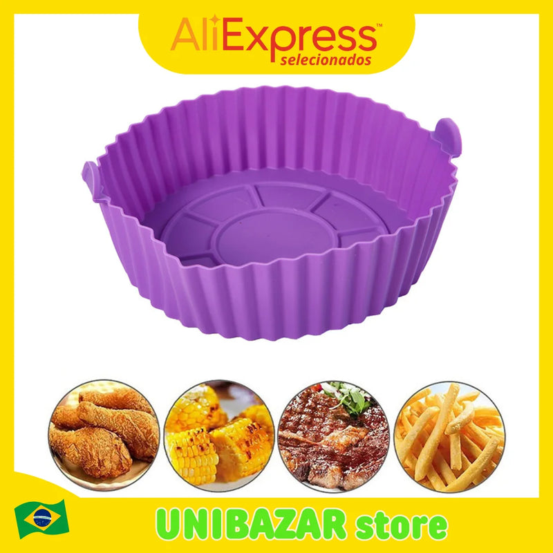 Airfryer Reusable Silicone Basket, Oven Baking Tray, Silicone Mold, Air Fryer Accessories, Pizza